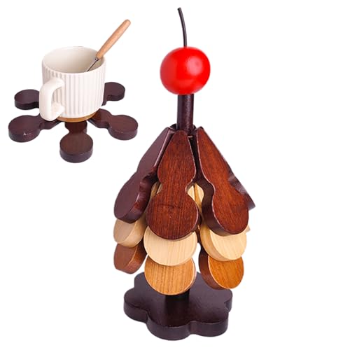Lot de 3 dessous de verre pliables en bois pour sapin de Noë