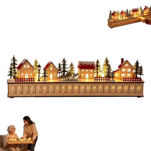 Corlidea Calendrier de lAvent de Village de Noël Lumineux en