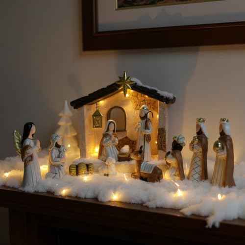 Ensemble de figurines de crèche - Crèche de Noël avec éclair