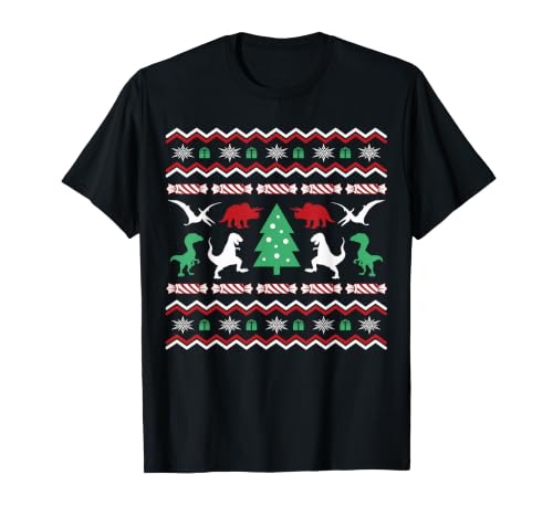 Trex Pull de Noël Moche pour Enfant Amateur de Dinosaures T-