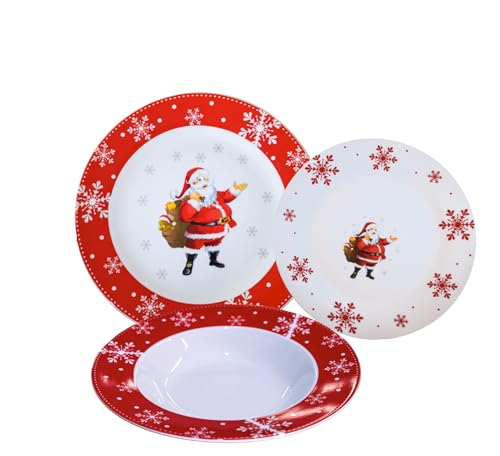Omniacasa Lot de 36 assiettes en porcelaine de Noël pour 12 
