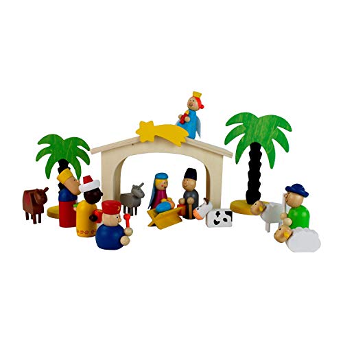 Crèche de Noël en bois 16 pièces