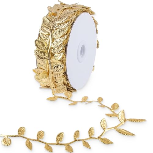 20m ruban de feuilles dorées, design embossé, idéal pour déc