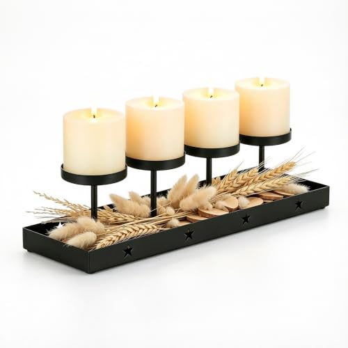Taurion Bougeoir moderne en métal pour 4 bougies piliers, su