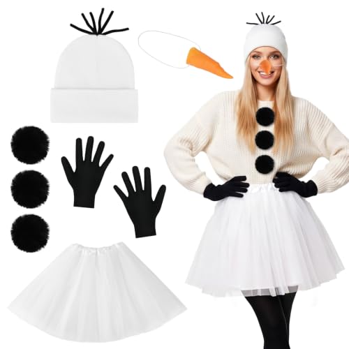 AOOWU Costume de Bonhomme de Neige, 7 PCS de Neige Bonhomme 