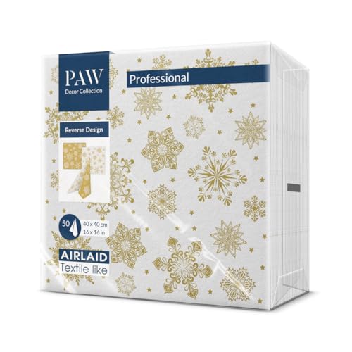 PAW Serviettes 40 x 40 cm, 50 pièces - Motif Inversé Flocons