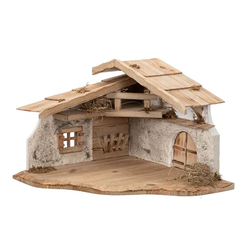 Bonetti Grande Crèche de Noël | Fabriquée en bois et en plât