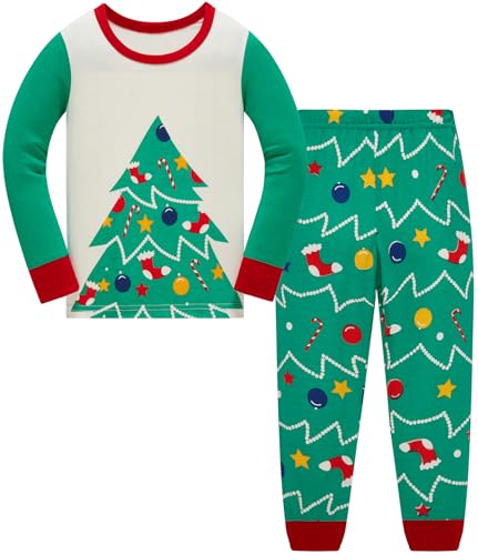 Pyjamas Enfant Garçons Filles Noël en Coton Manches Longues 