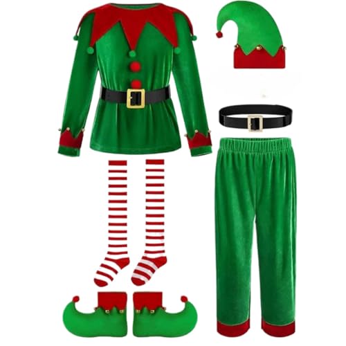 POIUIYQA Costume Lutin de Noël pour Enfants - Déguisement El