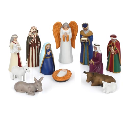 Nordstern Lot de 12 grandes figurines de crèche de Noël colo
