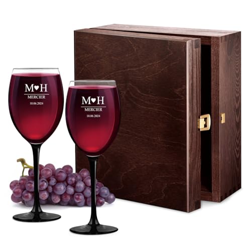 Maverton Ensemble de 2 Verres à vin Personnalisés - 330ml Ve