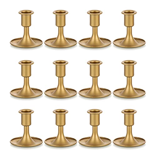 Lot de 12 bougeoirs dorés en métal : Romadedi - Lot de 12 bo