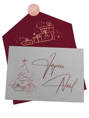 Joli Coon 10 Cartes Noel élégantes avec enveloppe et sceau e