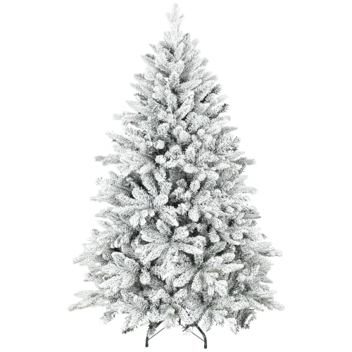 HOMCOM Sapin de Noël Artificiel Floqué de Neige 150 cm Vert 