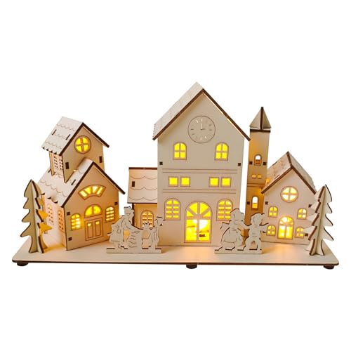 LED Maisons de Village de Noël en Bois Lumineuses, Maison Vi