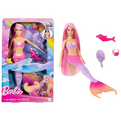 Barbie Poupée Sirène « Malibu » Aux Cheveux Roses, Accessoir