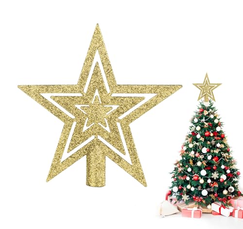 DERAYEE 20cm Or Étoile Sapin Noël en Plastique, Topper darbr
