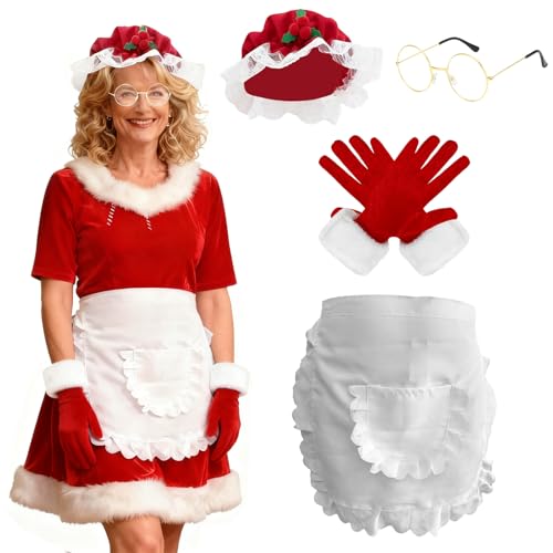 Costume Mère Noël 4 pièces Rouge