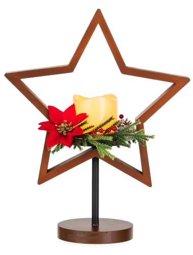 Romadedi Bougeoir Étoile Noël LED avec Couronne et Télécomma
