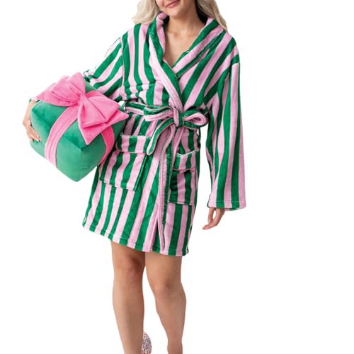 Loalirando Peignoir Robe de Chambre en Peluche, Motifs Festi