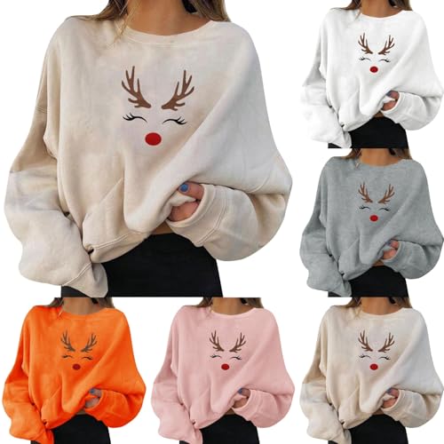 Sonnena Pull Noël Femme Manches Longues Col Rond Pull Christ