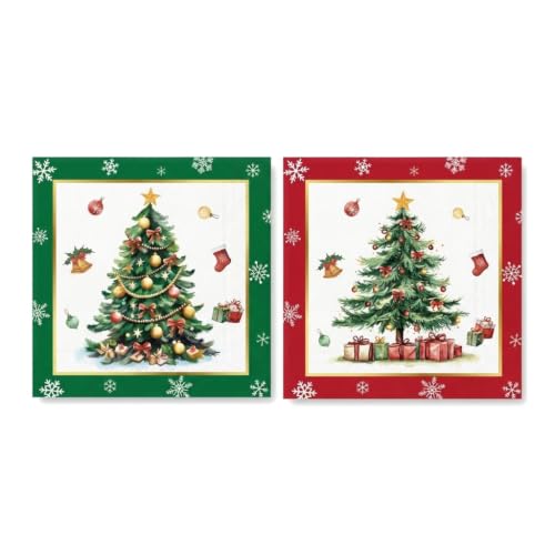 Lot de 2 serviettes de table de Noël - 16,5 x 6,5 cm - Décor