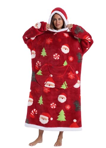 Sweat Plaid Extra Long,Pull Plaid à Capuche Oversize Adulte-