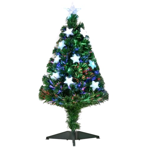 HOMCOM Sapin de Noël Artificiel Lumineux Fibre Optique LED 9