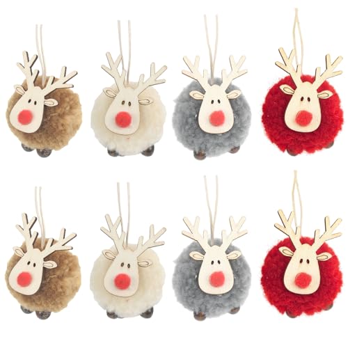 Pendentifs Cerfs Noël en Bois x8