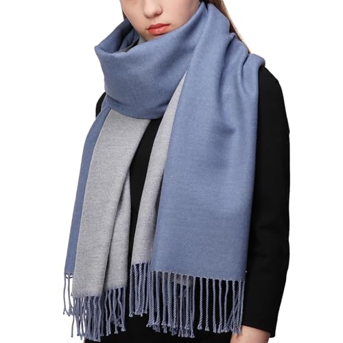 RIIQIICHY Echarpe Bleu Femme Hiver Chaud Chale Grosse Echarp