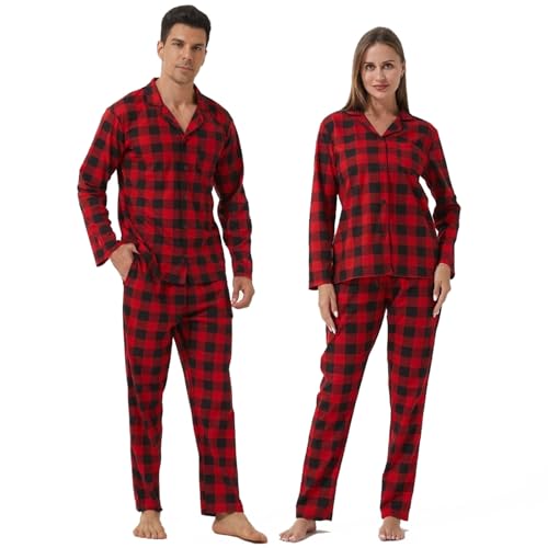 BEGIANT Pyjama Couple Ensemble de Nuit Homme et Femme à Carr