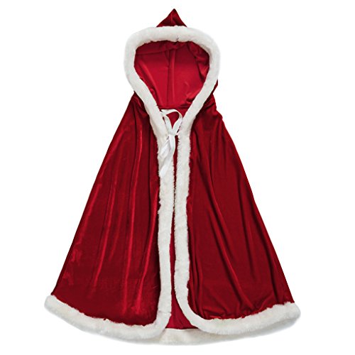 Cape De Noël Père Noël / Mère Noël En Velours Doré - Avec Cordon Réglable - Pour Adultes, Fêtes, Jeux De Rôle - Rouge Et Blanc