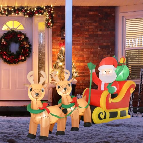 HOMCOM Père Noël Gonflable LED Dim. 240L x 57l x 112H cm ave
