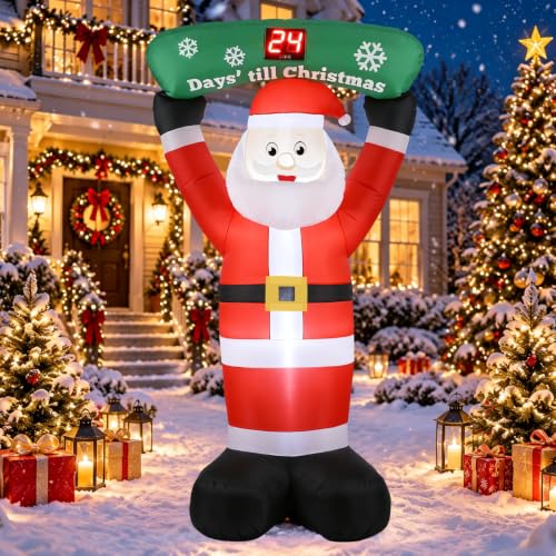 Père Noël Gonflable LED 2,4m Extérieur