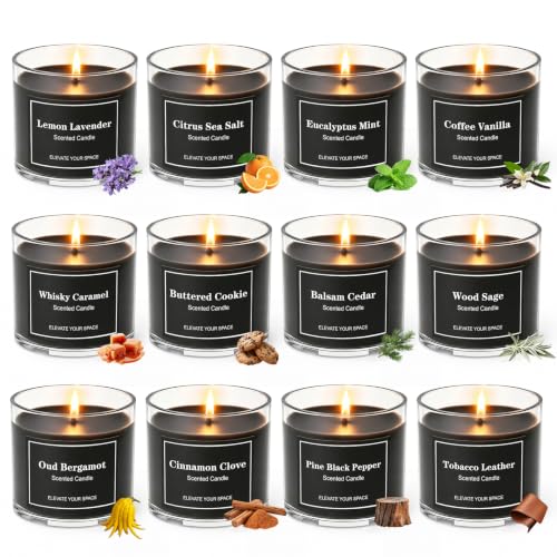 12 PCS Bougies Parfumées,Coffret cadeau Bougies de Noël, Cir