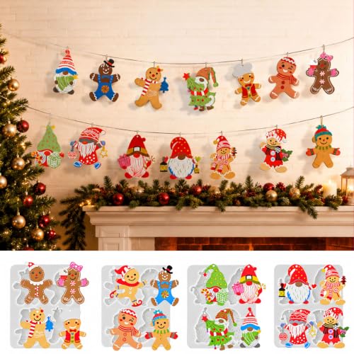 Sukizifa Moule en Silicone de Noël, 4 moules avec 16 Motifs