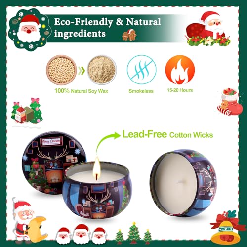 Lot de 12 bougies parfumées de Noël, coffret cadeau de bougi