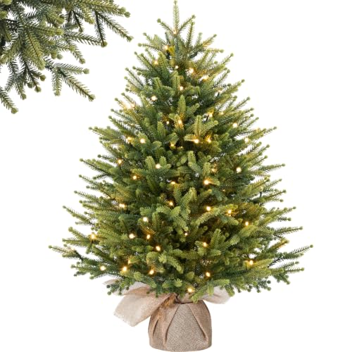 Alupssuc 95cm Sapin de Noël Artificiel Prééclairé avec 17 Mo