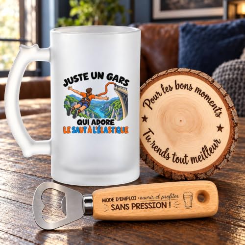 Planetee Coffret Chope de Bière Un Gars qui Adore le Saut à