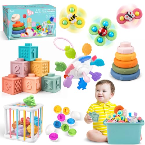 Weilim Jouet Bébé, 6 en 1 Montessori Sensoriel Empilable, Co