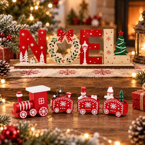 Decoration Noel, Deco Noel, Train de Noël et Lettres NOEL en