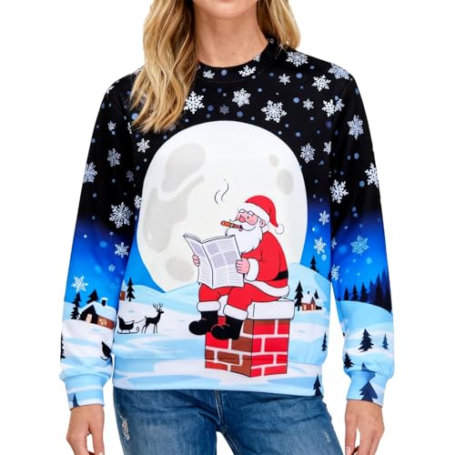 SERTAS Pull de Noël unisexe moche Ugly Christmas Sweater Hom