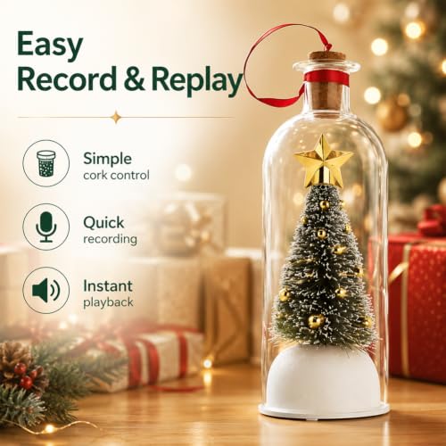 Décoration en verre pour sapin de Noël avec message vocal da