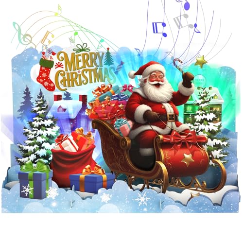 Carte de Noël musicale pop-up avec lumière pour enfants, Pèr