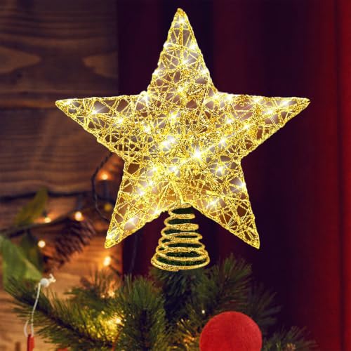 30 CM Etoile Sapin de Noel Lumineuse, 20 LED Cimier de Sapin