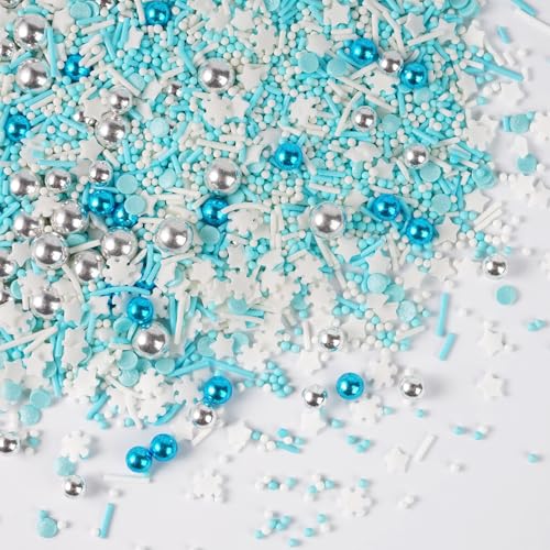 Décors Sucrés Noël 130 g - Flocons, Perles Rouges, Vertes & 