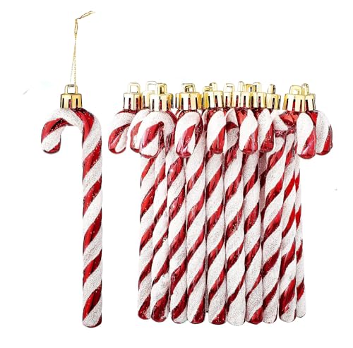 Lot De 12 Décorations De Noël En Sucre D'orge - Ornements Suspendus Noir Et Blanc - Environ 13 Cm, Avec Chapeau Et Ficelle - Pour Sapin
