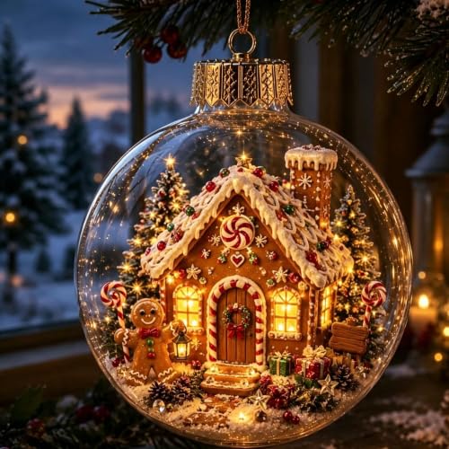 Boule Sapin de Noel-Boules de Neige de Noël Lumineuses, Déco