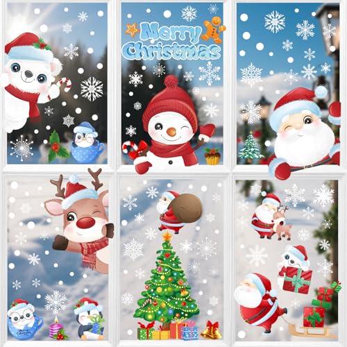 Stickers Noël Fenêtre Réutilisables 192 pcs