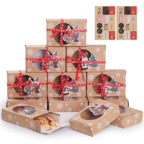 Lot 12 Boîtes Biscuits Noël Kraft